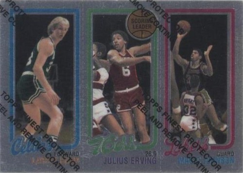 その他 1996 Topps Finest 22 Johnson/Bird/Erving 1996 Topps Finest - Bird/Erving/Johnson Rookie Reprint #22