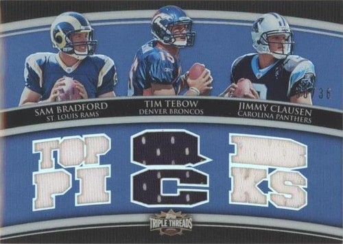 2010 Topps Triple Threads Jimmy Clausen Sam Bradford Tim Tebow #TTRC-57