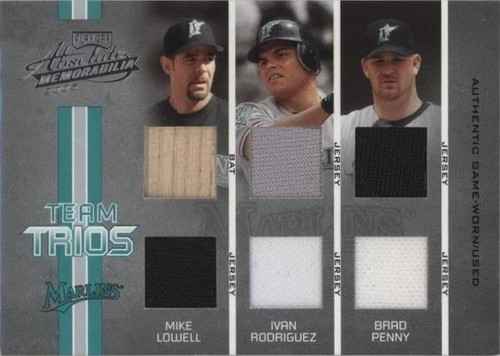 2005 Playoff Absolute Memorabilia - Brad Penny Ivan Rodriguez Mike Lowell #TT-19