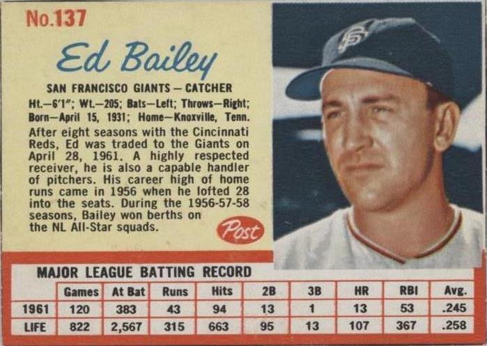 Correo 1962 - Ed Bailey #137