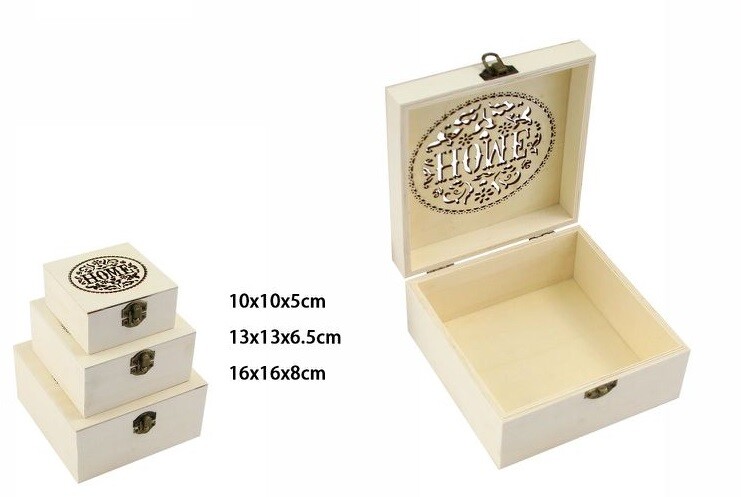 Set 3 Scatole In Legno Decoupage Portagioie Incise Scatola Cofanetto 74010a dfh