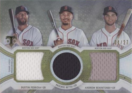 2018 Topps Triple Threads - Andrew Benintendi Dustin Pedroia Mookie Betts #RCC-DMA