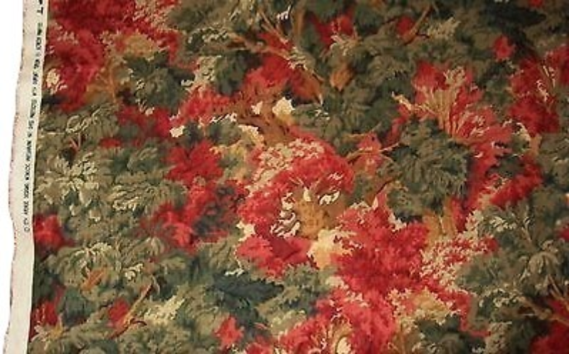 5.77 Yd 5th Avenue Designs Red Green Trees Foliage Tapestry Printed Robert Allen