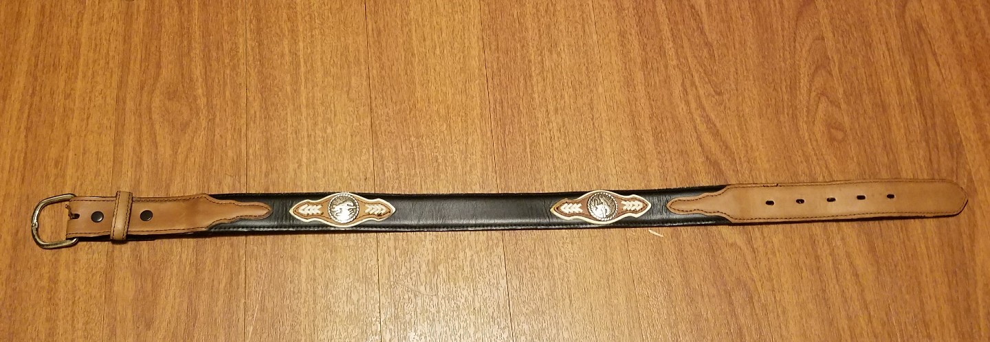 Nocona Concho belt Genuine Leather Black/Brown Western Cowboy Belt Sz 24