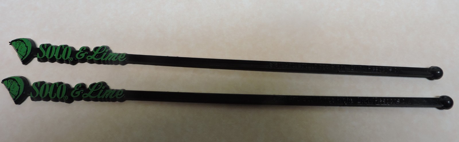 2 Swizzle stir Sticks  Soco & Lime