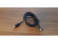 2m 6' ft single sided & Right Angled TV Coaxial Male to Male Cable - BLACK