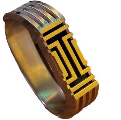 Tory Burch X Fitbit Flex 2 Gold-Tone Metal Chunky Bangle Hinged Bracelet