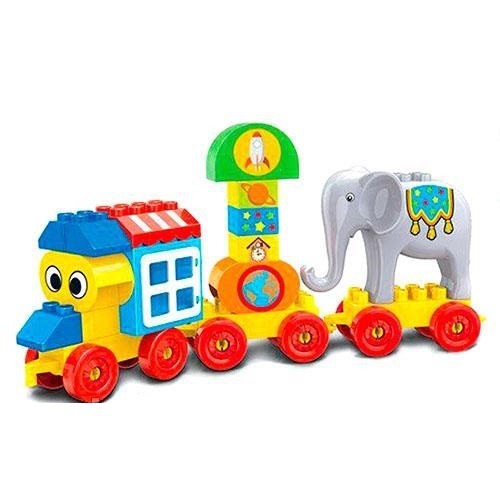 Gioco Costruzioni Trenino Con Ruote Circo Elefante 31pz Giocattolo Bambini Linq