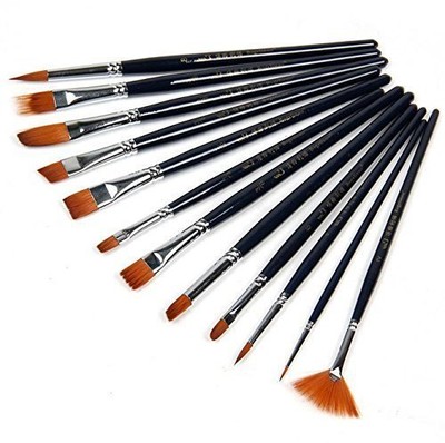 12pcs Nylon Hair Art Paint Brush Set Artist for Acrylic Watercolor Oil Painting