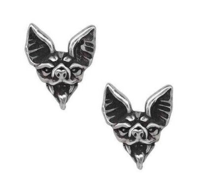 Cauchemar Studs, Earrings Boxed Crazy Bat Face Nightmare Gothic, Alchemy England