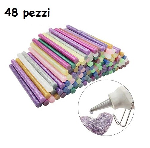 48 Stick Colla A Caldo Glitter Ricarica Per Pistola Lung 18Cm Diam 11mm idea