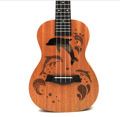 Guitar Ukulele Hawaiian Soprano Musical Instrument 4Strings 21 Inch Dolphin