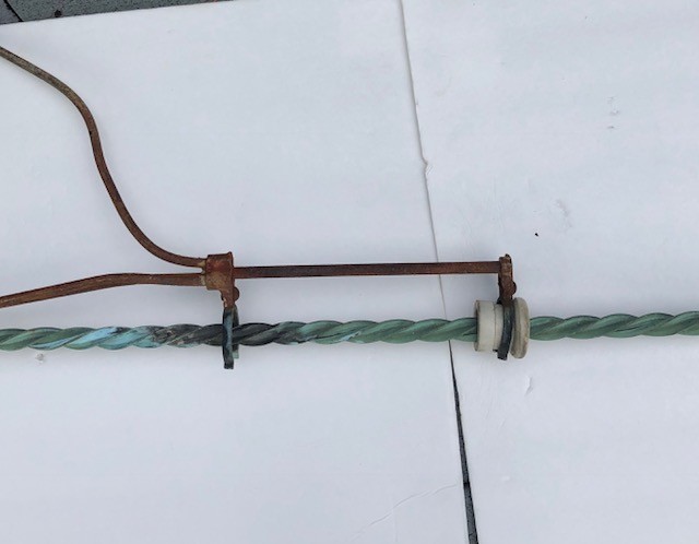 Matched pair Copper Twisted Lightning Rods with Stands 51 inches Antique