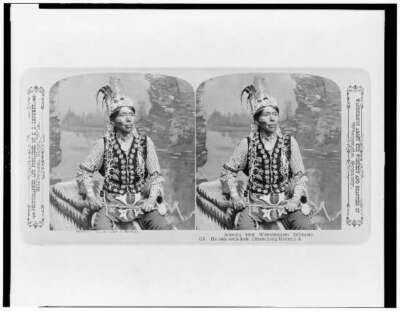 Among the Winnebago Indians Ha-zah-zoch-kah (Branching Horns) Old Photo