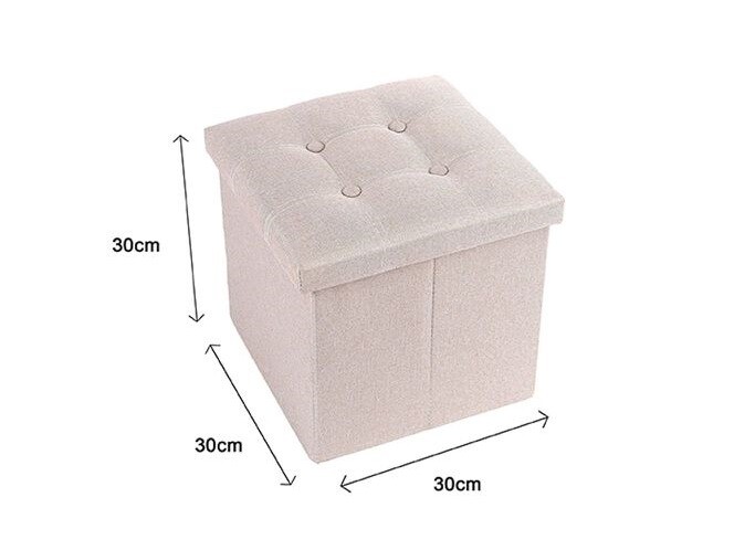 Pouff Puff Pouf Contenitore Imbottito Portaoggetti Seduta Beige 30x30x30cm dfh