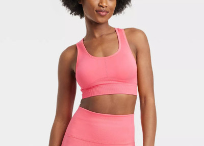 Women's Seamless Medium Support Racerback Midline Sports Bra -All In Motion Pink