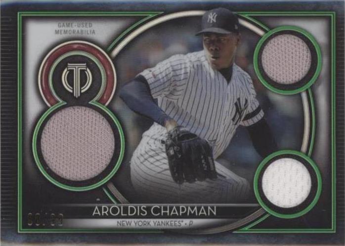 2020 Topps Tribute - Tribute Triple Relics Green #TTR-AC Aroldis Chapman /99 (MEM)