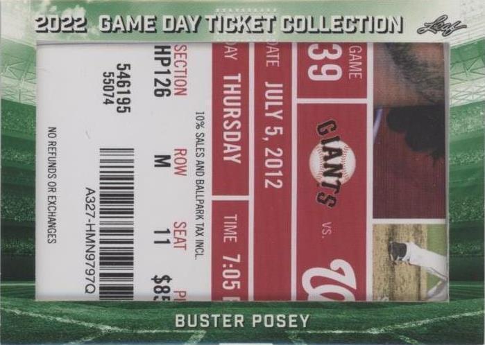 2022 Leaf Game Day Ticket Collection - Buster Posey #TC-14