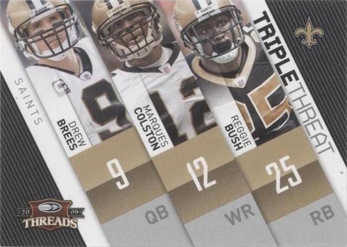 2009 Donruss Threads Drew Brees Marques Colston Reggie Bush #9
