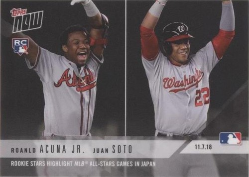 スポーツ選手 JUAN SOTO / RONALD ACUNA JR. DUAL AUTO RONALD ACUNA/JUAN SOTO 2023 THREE AND TWO ENCASED DUAL