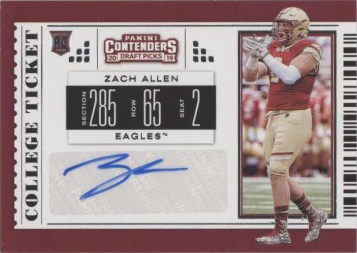 2019 Panini Contenders Draft Picks Zach Allen #179