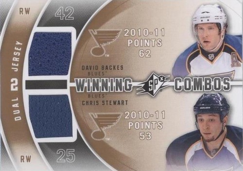 2011-12 SPx - Chris Stewart David Backes #WC-DC