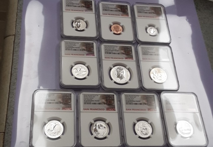 2018 S Silver Reverse Proof Set PF69 10pc. Light Finish Kennedy, First Releases