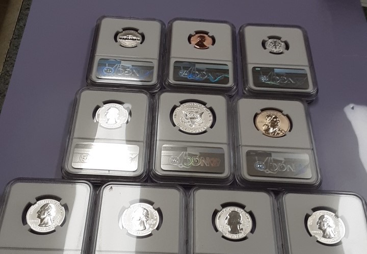 2018 S Silver Reverse Proof Set PF69 10pc. Light Finish Kennedy, First Releases