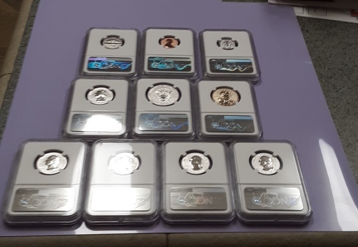 2018 S Silver Reverse Proof Set PF69 10pc. Light Finish Kennedy, First Releases