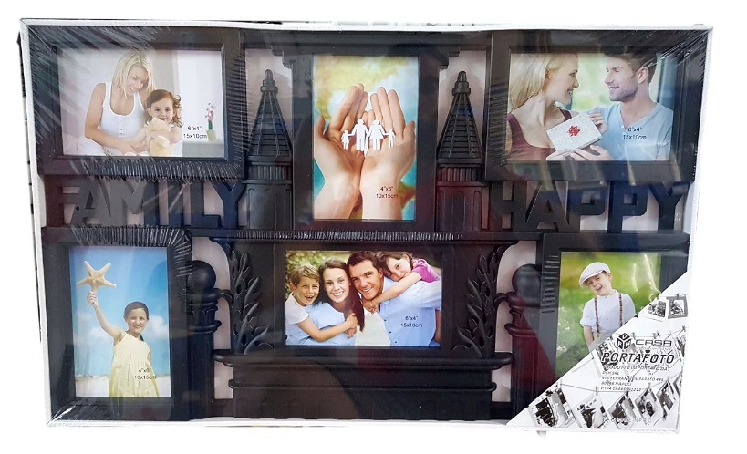Cornice Multifoto Parete Muro 6 Foto 10x15cm Porta Fotografie Family Happy n dfh