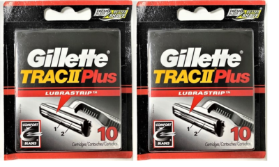 Gillette TRAC II Plus Razor Blade Refill Cartridges - 20 Count (Bulk Packaging)