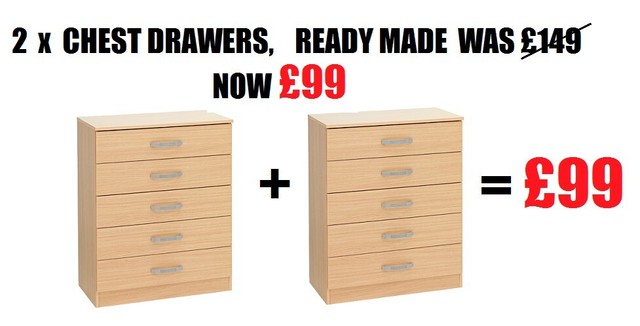 Chest Of Drawers X 2 99 Brand New Ready Made