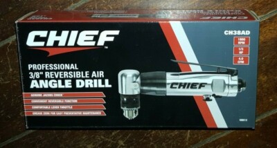 Chief Professional 3/8'' Reversible Air Angle Drill with Lever Throttle - #CH38AD