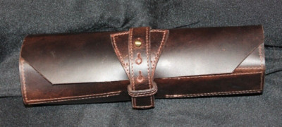 Aaron Leather Goods LEATHER Chef's Knife Roll WALNUT KR76 Leather New! SMALL!