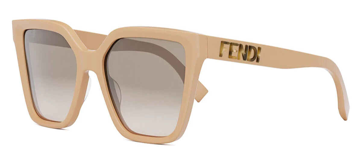 Pre-owned Fendi Fe 40086i 72f Beige W/brown Gradient Lenses Authentic Sunglasses 55-18 In Light Brown Gradient