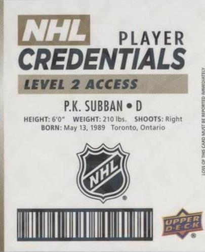 2017-18 Upper Deck MVP - P. K. Subban #NHL-PS