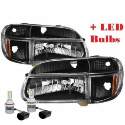 ALFA SEE YA GOLD 2004 2005 2006 BLACK HEADLIGHTS HEAD SIGNAL LAMPS RV + LED