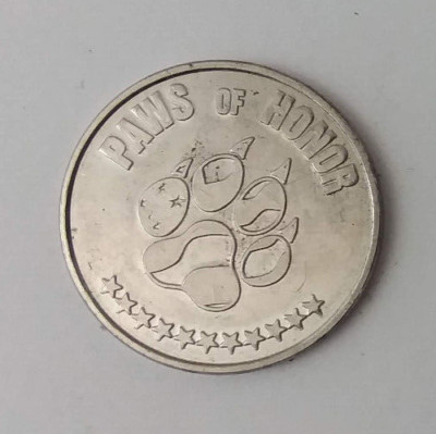 Paws of Honor K9 Heroes Souvenir Medal Coin Token 25mm