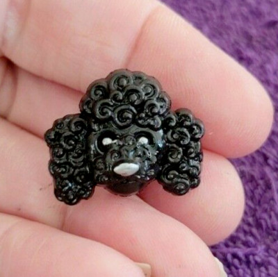 ^Dog Poodle Black Ebony Curly Hair Tie Tack Lapel Pin - Fun Very Unique!