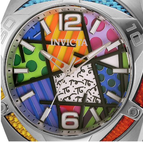 Pre-owned Invicta Romero Britto  Men's 50 Mm L.e. Quartz Stainless Bracelet Watch: Silver