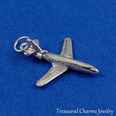 Silver AIRPLANE Jet Plane Travel CHARM PENDANT *NEW*