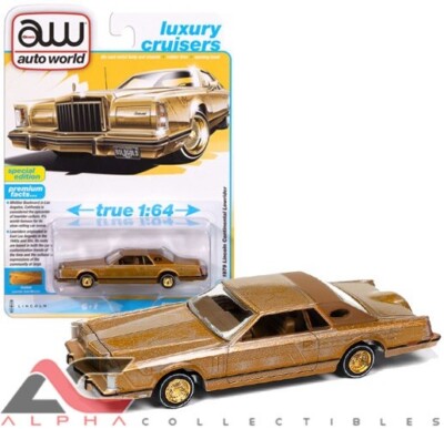 AUTOWORLD AWSP175B 1:64 1979 LINCOLN CONTINENTAL LOWRIDER (GOLD METALLIC)