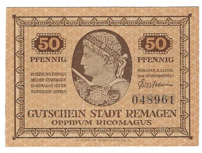 Notgeld - Stadt Remagen - 50 Pfennig - 1921- Unc