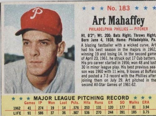 1963 Post - Art Mahaffey #183