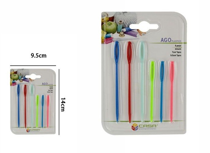 Confezione 6 Pezzi Ago Plastico Colorato Accessori Cucito Sartoria dfh