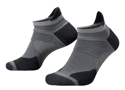 Nike Spark Gray Black No Show Wool Blend Dri Fit Logo Running