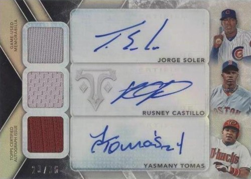 2015 Topps Triple Threads - Jorge Soler Rusney Castillo Yasmany Tomas #TTARC-SCT