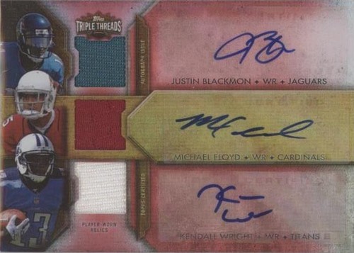 2012 Topps Triple Threads Justin Blackmon Kendall Wright Michael Floyd #TTARC-3