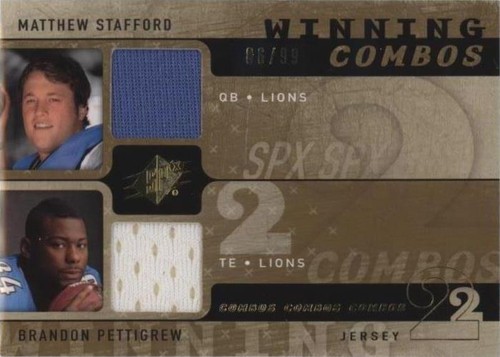 2009 SPx Brandon Pettigrew Matthew Stafford #W2-SP