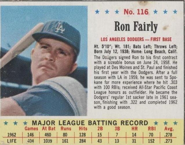 Jell-O 1963 - Ron Fairly #116